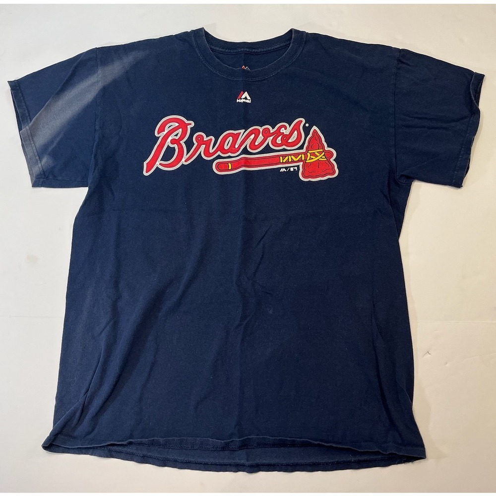 Majestic Atlanta Braves Freddie Freeman T-Shirt Mens Large‎ Navy Blue Good MLB 5